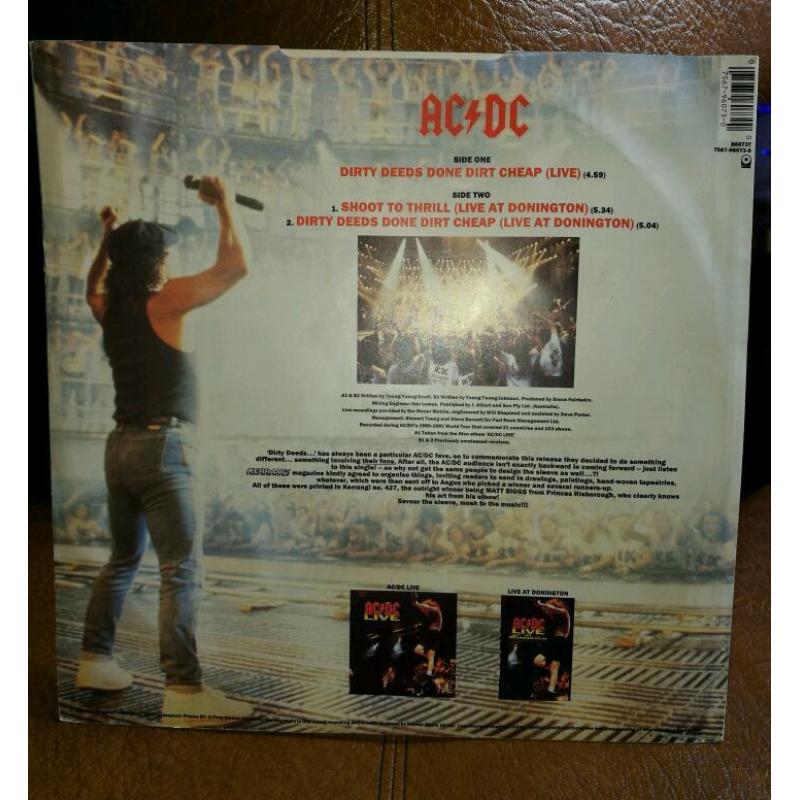 ACDC very limited edition 12inch Dirty Deeds live at Donnington 91