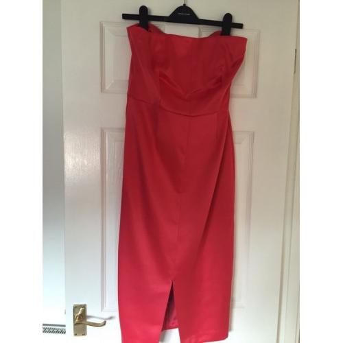Strapless coral satin dress size 12