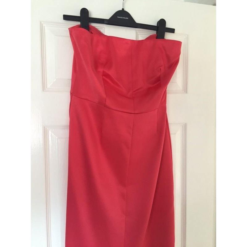 Strapless coral satin dress size 12