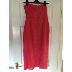 Strapless coral satin dress size 12