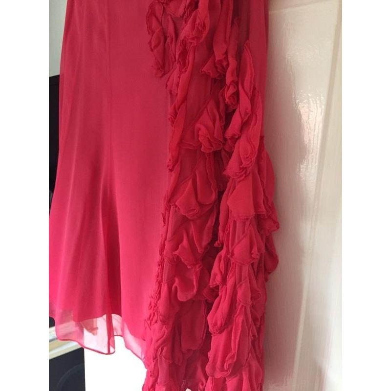 Coast strapless chiffon coral dress