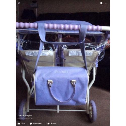 Dolls double/twin buggy/pram