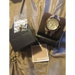 Michael Kors ivory tortoise gold watch, very good condition.