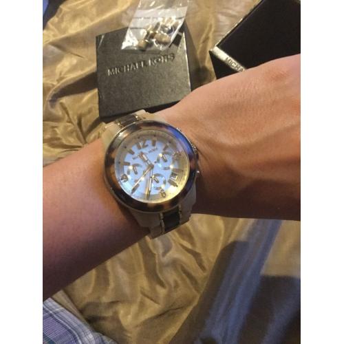 Michael Kors ivory tortoise gold watch, very good condition.