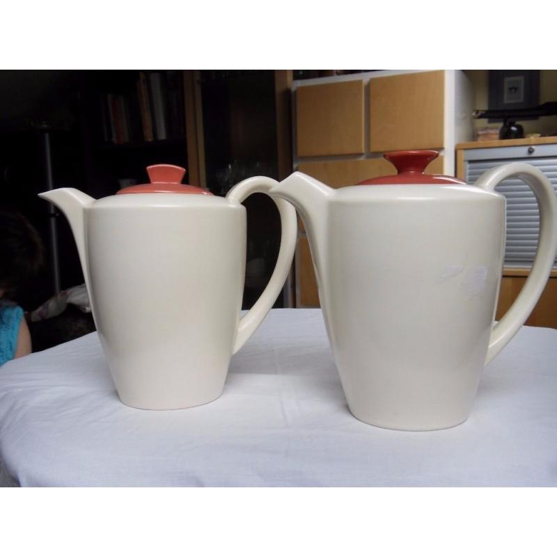 Poole pottery "red indian and magnolia" teapots x2
