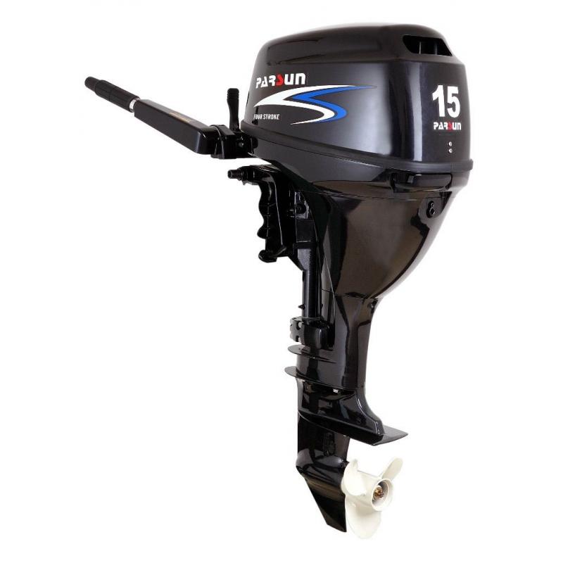 Last years stock: NEW parsun F15 (15hp) 4 stroke, tiller control, electric start outboard engine