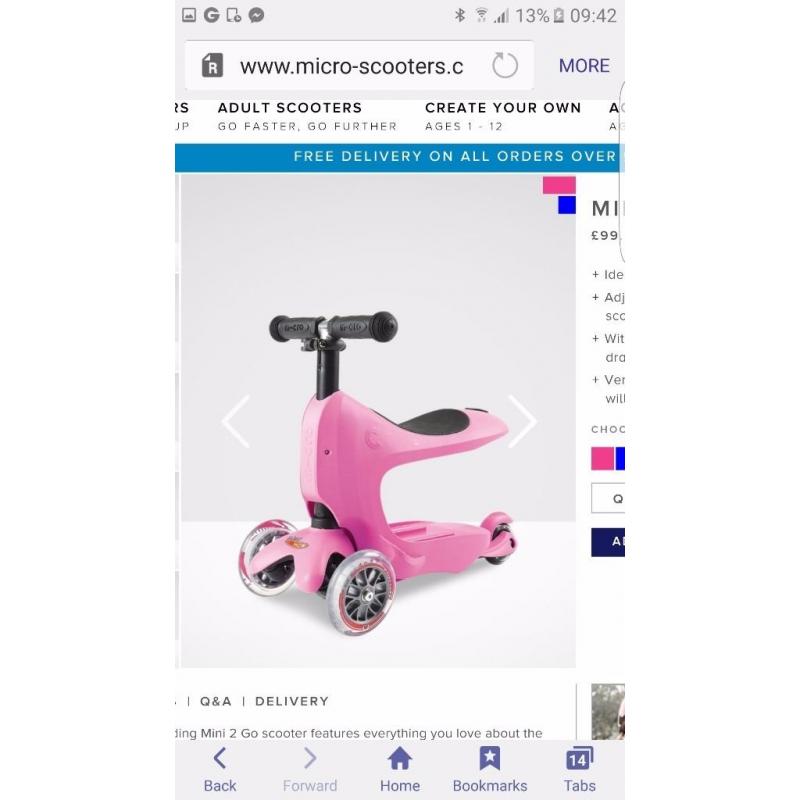 Mini 2 go micro scooter - only 8 weeks old