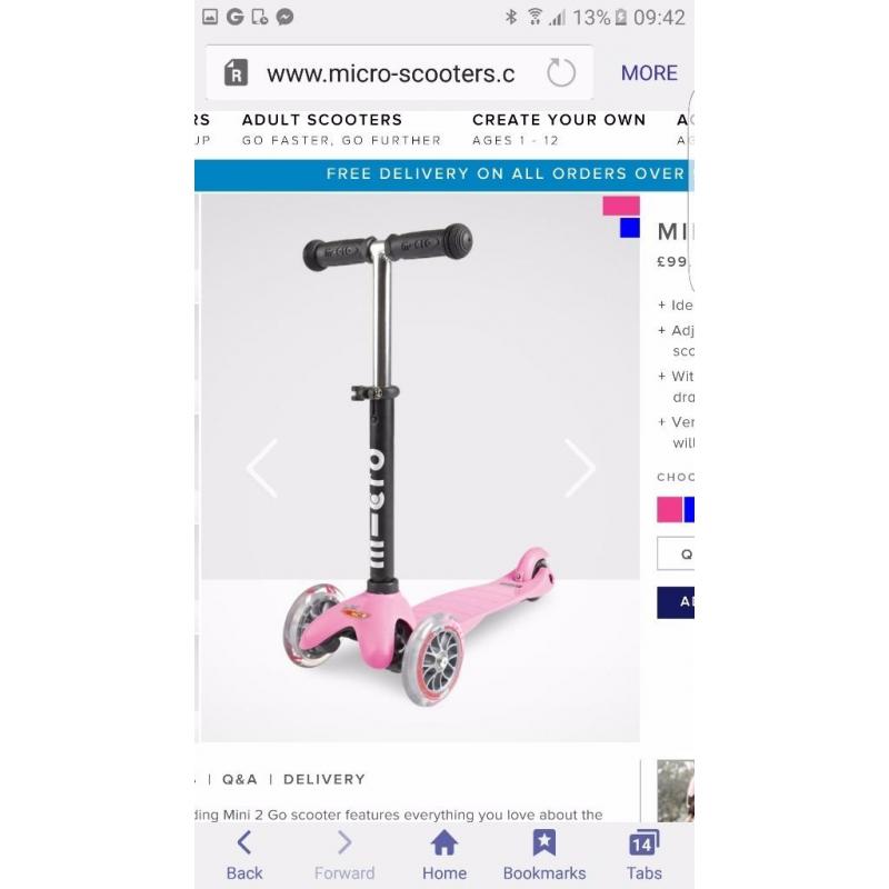 Mini 2 go micro scooter - only 8 weeks old