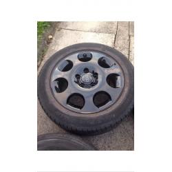 AUDI A3 A4 GOLF SEAT ETC 5x112 16 INCH ALLOYS WITH TYRES GLOSS BLACK
