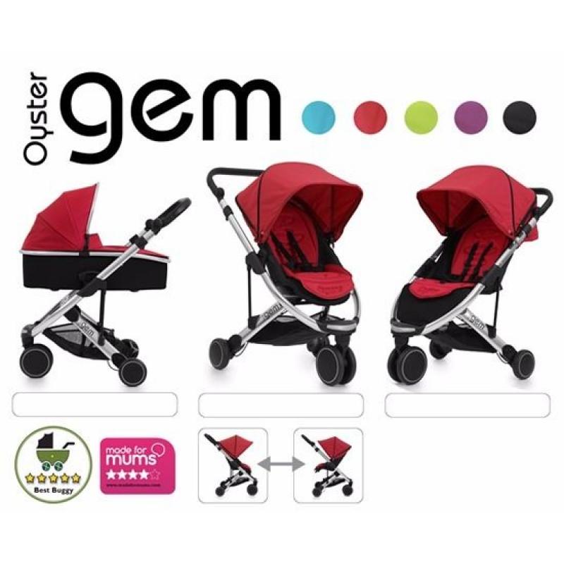Oyster Gem Pushchair with Reversible Seat, Raincover & Red Colour pack