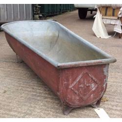 Very large antique french tin bath for garden or dog bath
