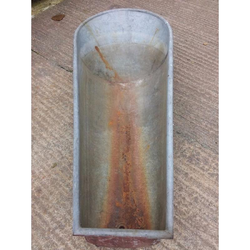 Very large antique french tin bath for garden or dog bath