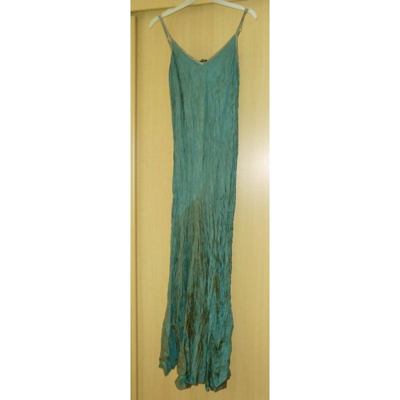 Jigsaw Crinkled Pure Silk long Dress Size 8