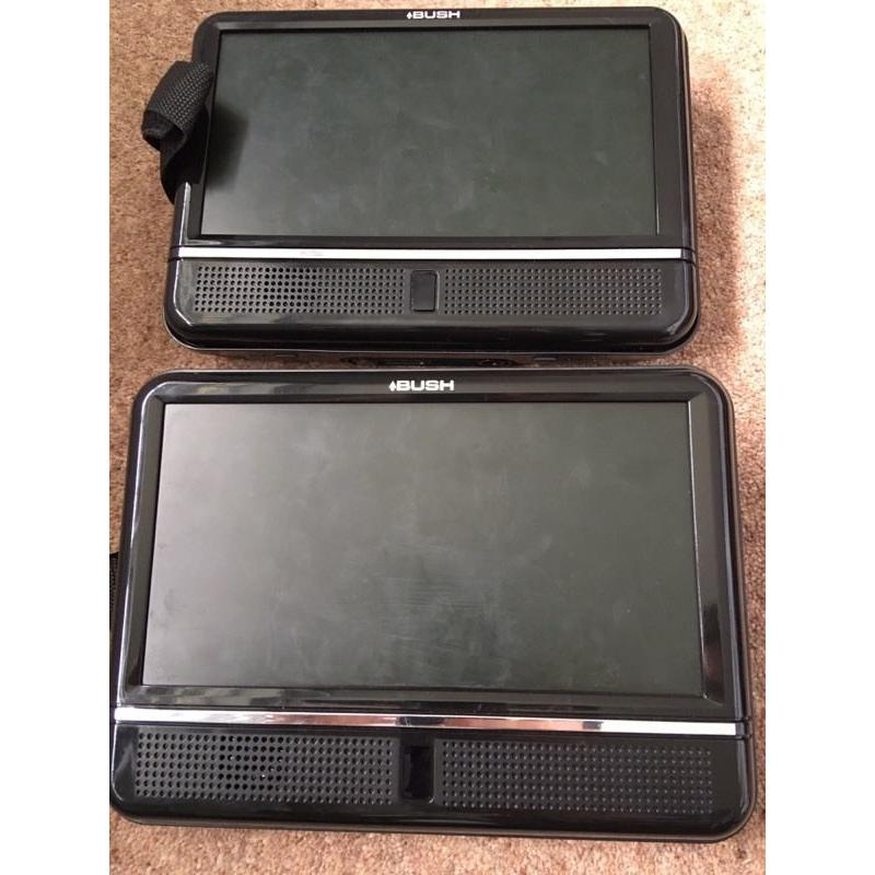 EXCELLENT CONDITION BUSH TWIN SCREEN PORTABLE IN CAR DVD PLAYER