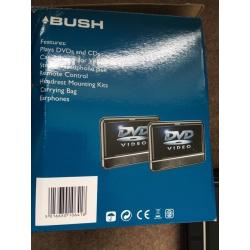 EXCELLENT CONDITION BUSH TWIN SCREEN PORTABLE IN CAR DVD PLAYER