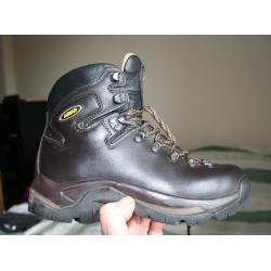 Woman or child hiking boots with leather uppers.