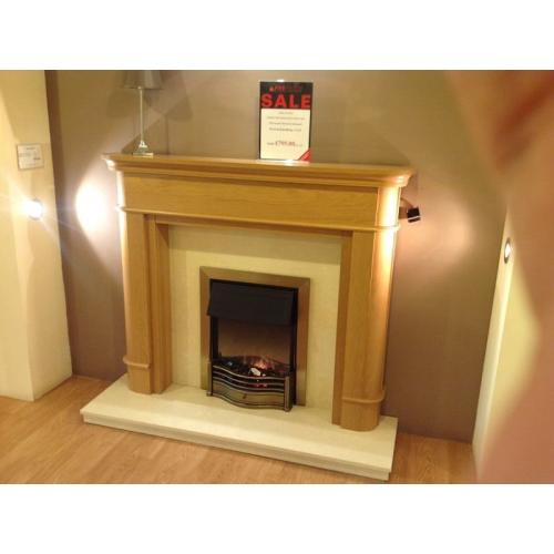 Jasmine Oak Surround With Coral Cream Micromarble Hearth & Backpanel Ex Display