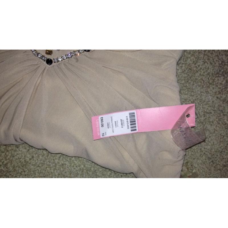 Strapless cream lipsy dress - size 10