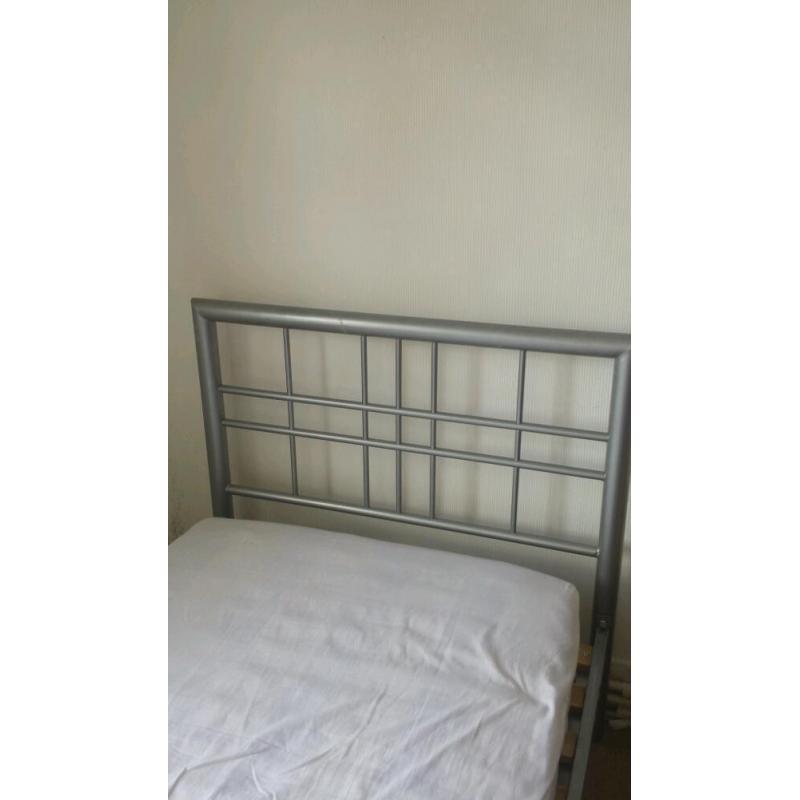 Metal bed frame + canvass bedroom furniture