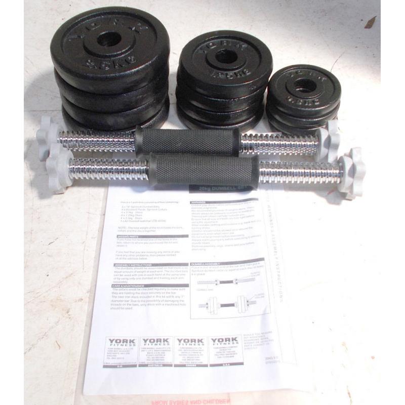 York Fitness 20KG Cast Iron Dumbell Set