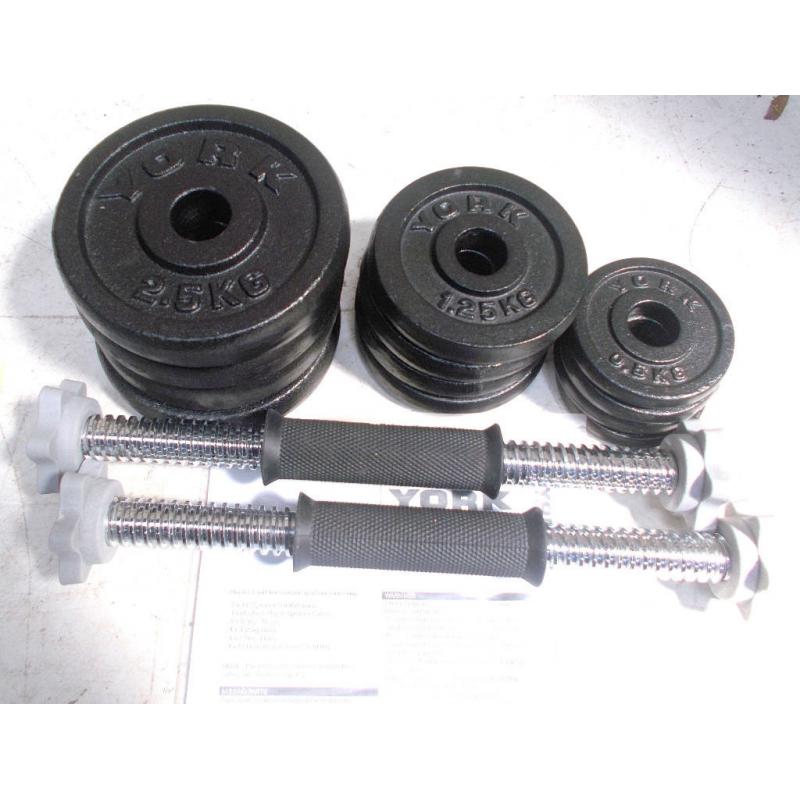 York Fitness 20KG Cast Iron Dumbell Set