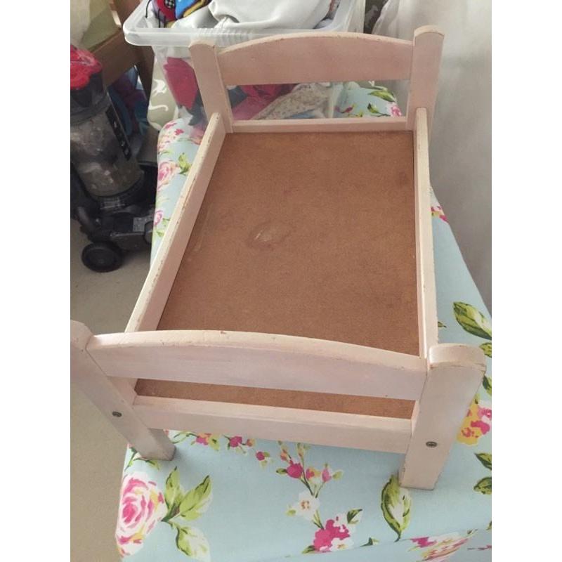 Wooden Dolls Bed