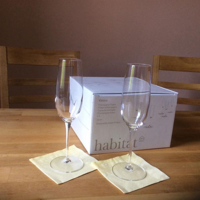 Habitat Vienna designer champagne glasses, crystal