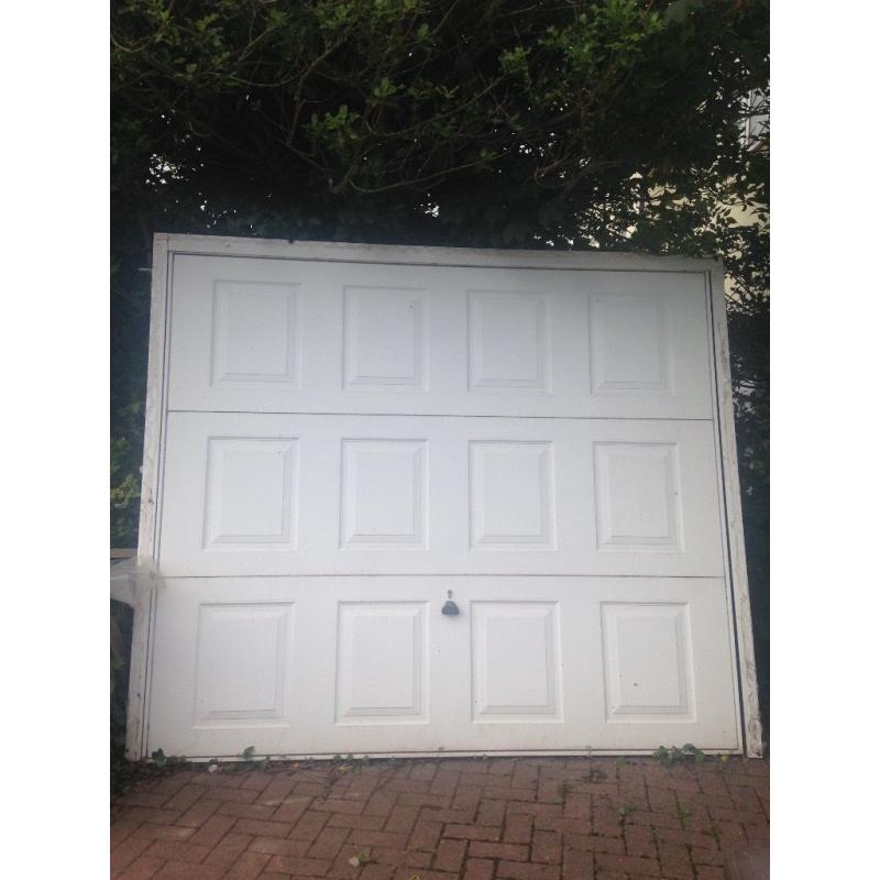 Up and over white garage door
