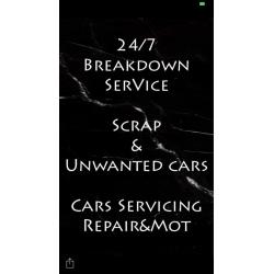 24/7 BREAKDOWN & RECOVERY-- SCRAP WANTED - ACCIDENT REPAIR- MOT SERVICE--CAR SERVICE--DOOR TO DOOR
