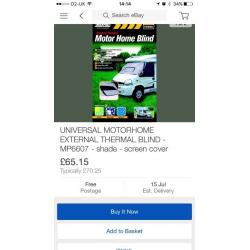 Universal thermal screen for campervan/van