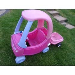 Little Tikes Pink Cozy Coupee with Trailer