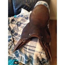 Brown leather saddle