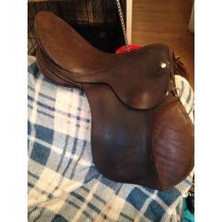 Brown leather saddle