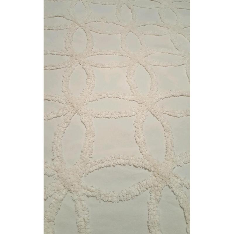 King Size OR Double Cream Ivory bed throw tassle fringe hand crafted. Luxury cotton.