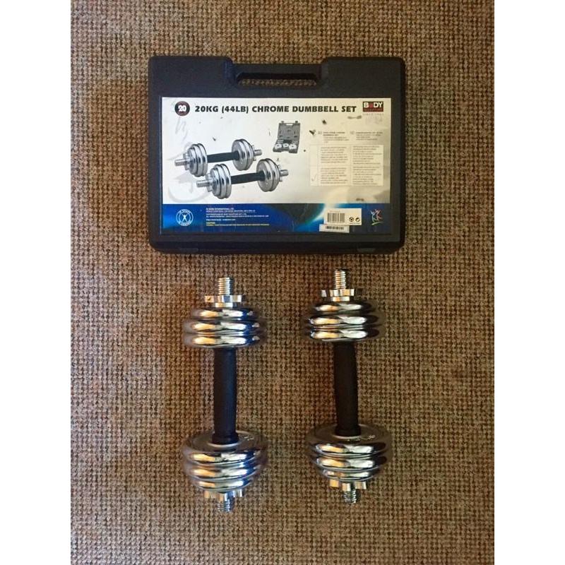 Body Sculpture 20kg Chrome Dumbell Combination Set - Flawless Condition - Great For Beginners