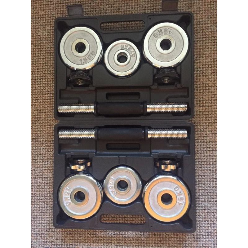 Body Sculpture 20kg Chrome Dumbell Combination Set - Flawless Condition - Great For Beginners