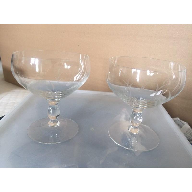 16 Delicate Crystal Champagne bowl glasses