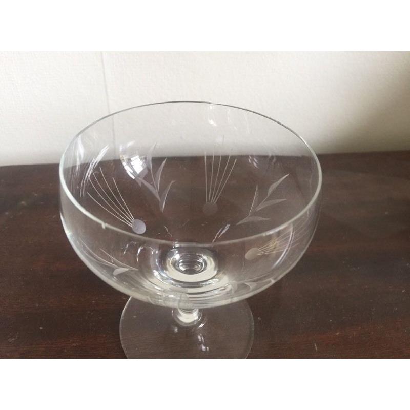 16 Delicate Crystal Champagne bowl glasses