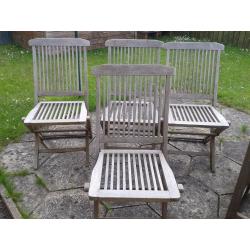 4 wooden garden chairs