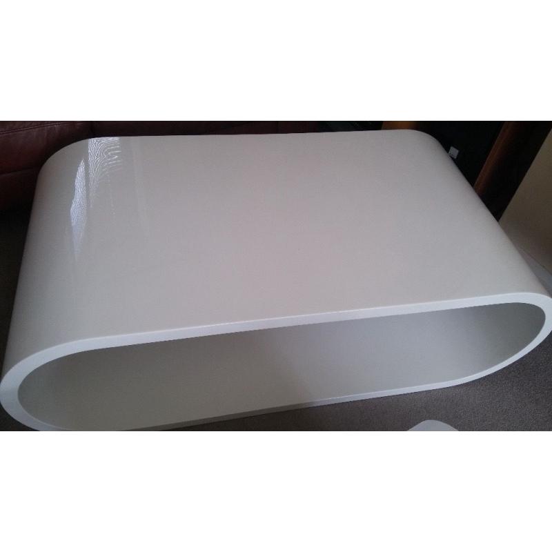 Dwell oval gloss coffee table white