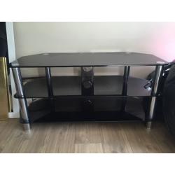 Black glass TV stand