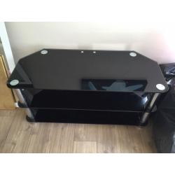 Black glass TV stand
