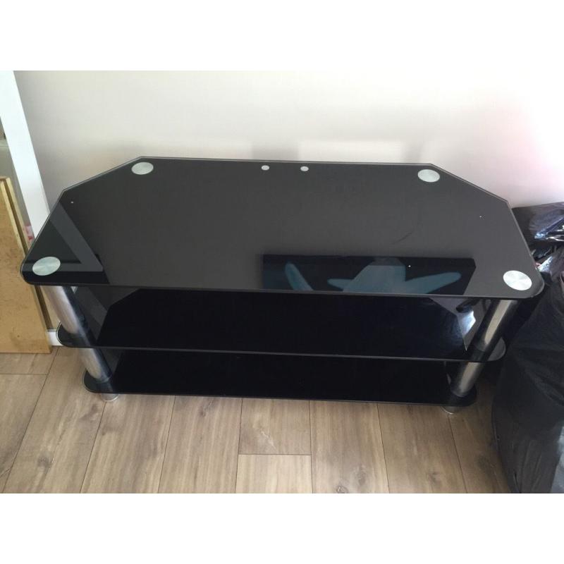 Black glass TV stand