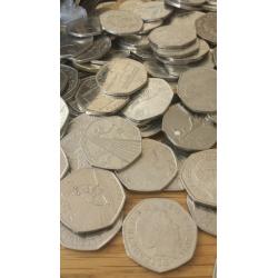 large amount of Olympic 50p coins