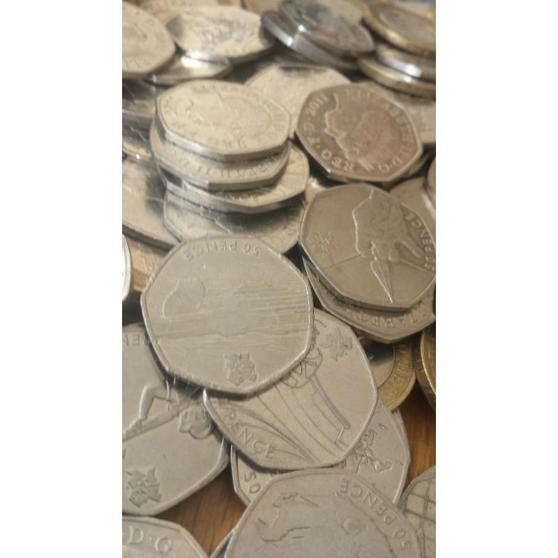 large amount of Olympic 50p coins