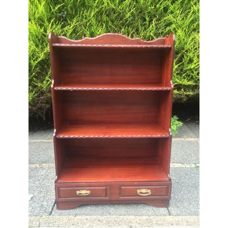 Dark wood, 4 shelf bookshelf with drawer
