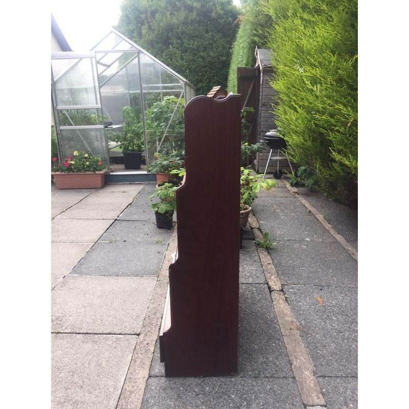 Dark wood, 4 shelf bookshelf with drawer