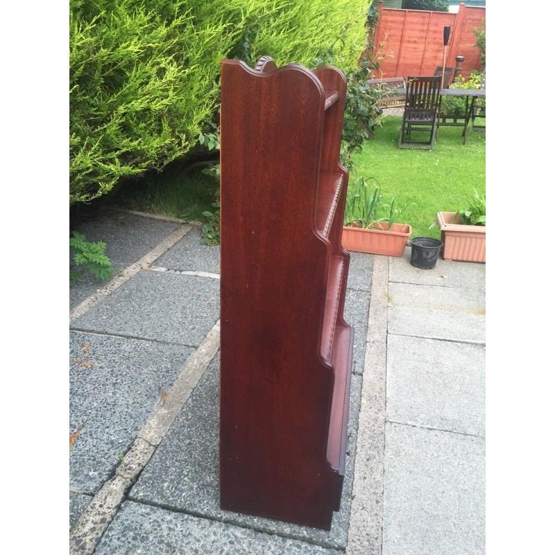 Dark wood, 4 shelf bookshelf with drawer