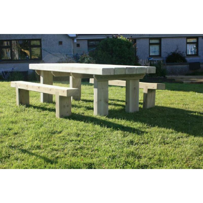 Sleeper table railway sleeper bench garden bench seat garden furniture set Loughview Joinery