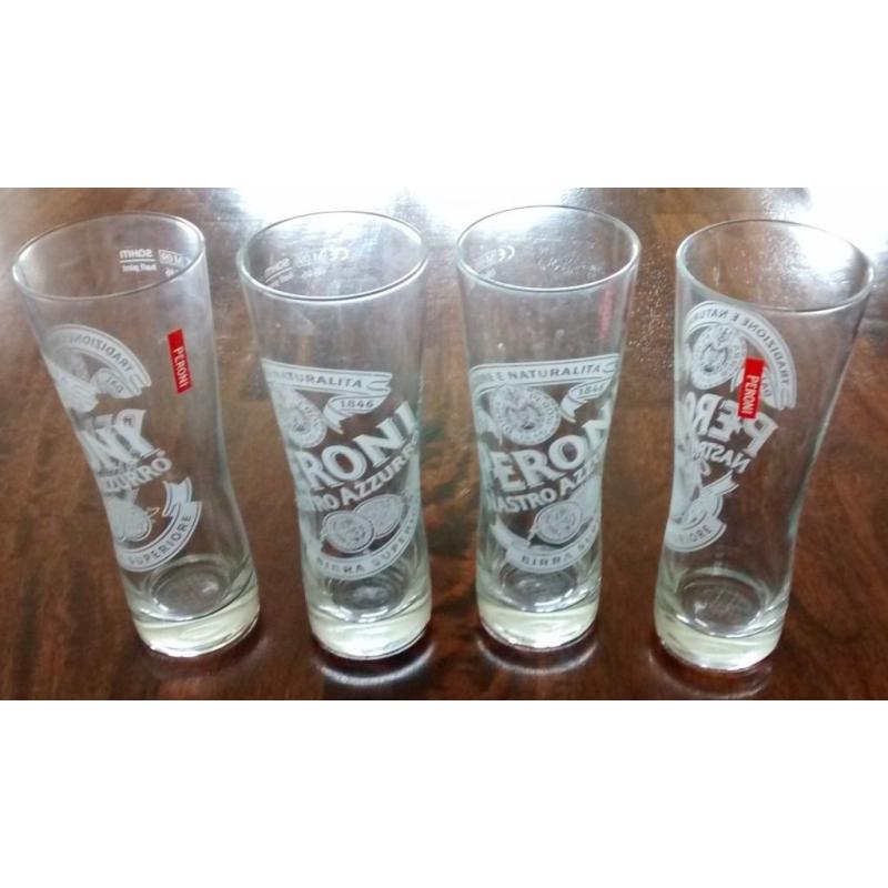 4 x Peroni Nastro Azzuro HALF Pint Glasses